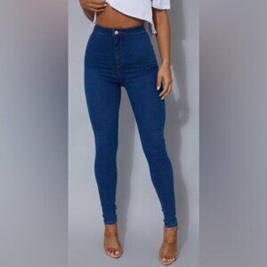 PrettyLittleThing Women's High Waist Mid Blue Skinny 5 Pocket Jeans, Size 10